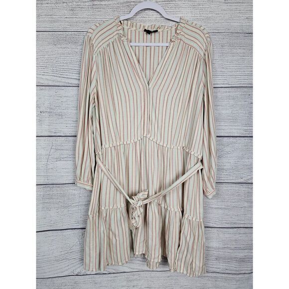 Paige Kylenn Stripe 3/4 Sleeve Dress in Blue Grey Multi Size X-Large - Picture 5 of 10